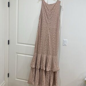 Pulsee plus size lace trumpet gown in blush pink